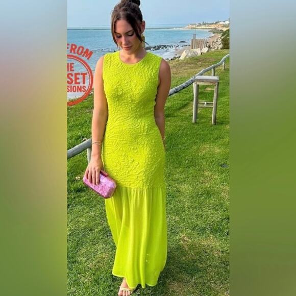 Zara Blogger Favorite Green Textured Combined Knit Sleeveless Maxi Dress Size M - Picture 7 of 16